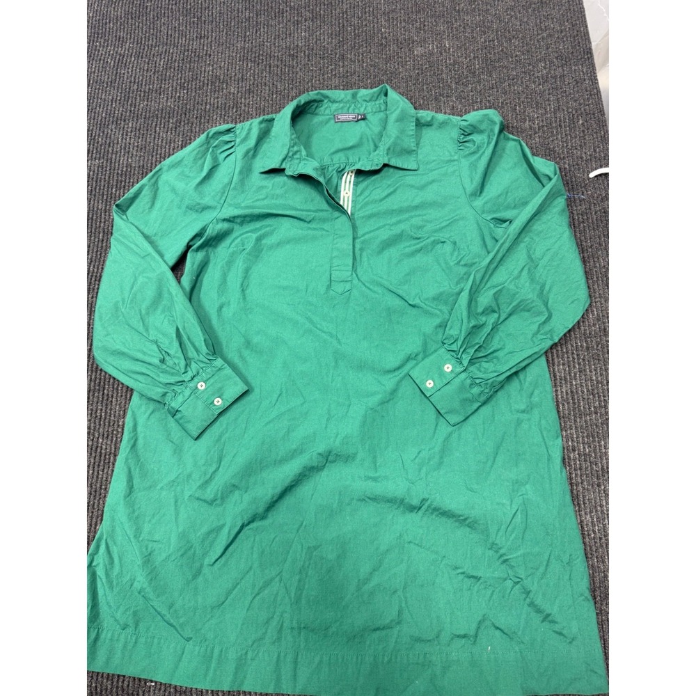 Vineyard Vines Womens Kelly Green Corduroy Long Sleeve Popover Dress Pockets L